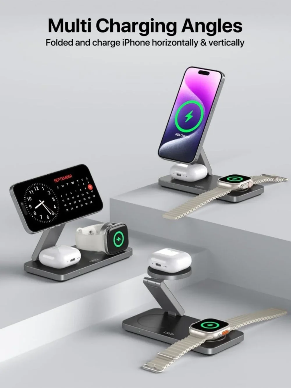 3-in-1 Foldable Wireless Charging Station for iPhone, AirPods & Apple Watch